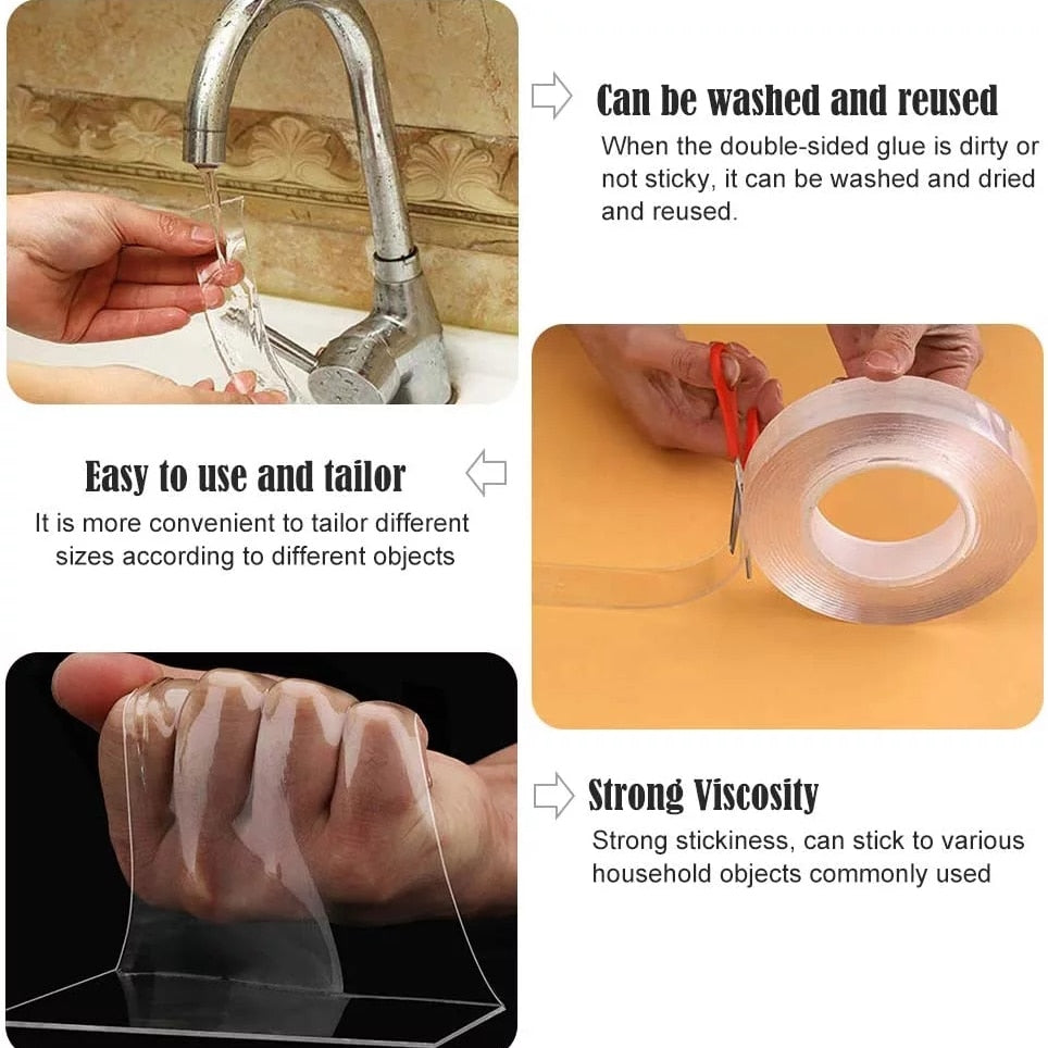 Transparent Reusable Waterproof Adhesive Tapes Cleanable Kitchen Bathroom Supplies Tapes