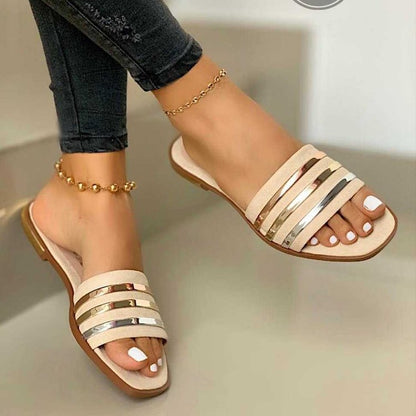 Comfortable Slippers Summer Lazy Outdoor Sexy Anklet Golden Wedge Sandals