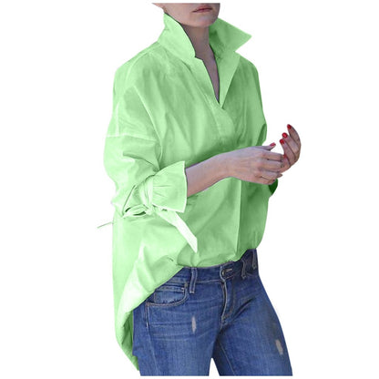 Long Sleeve Tops Women Casual Shirt Top Lapel Shirt Fashion
