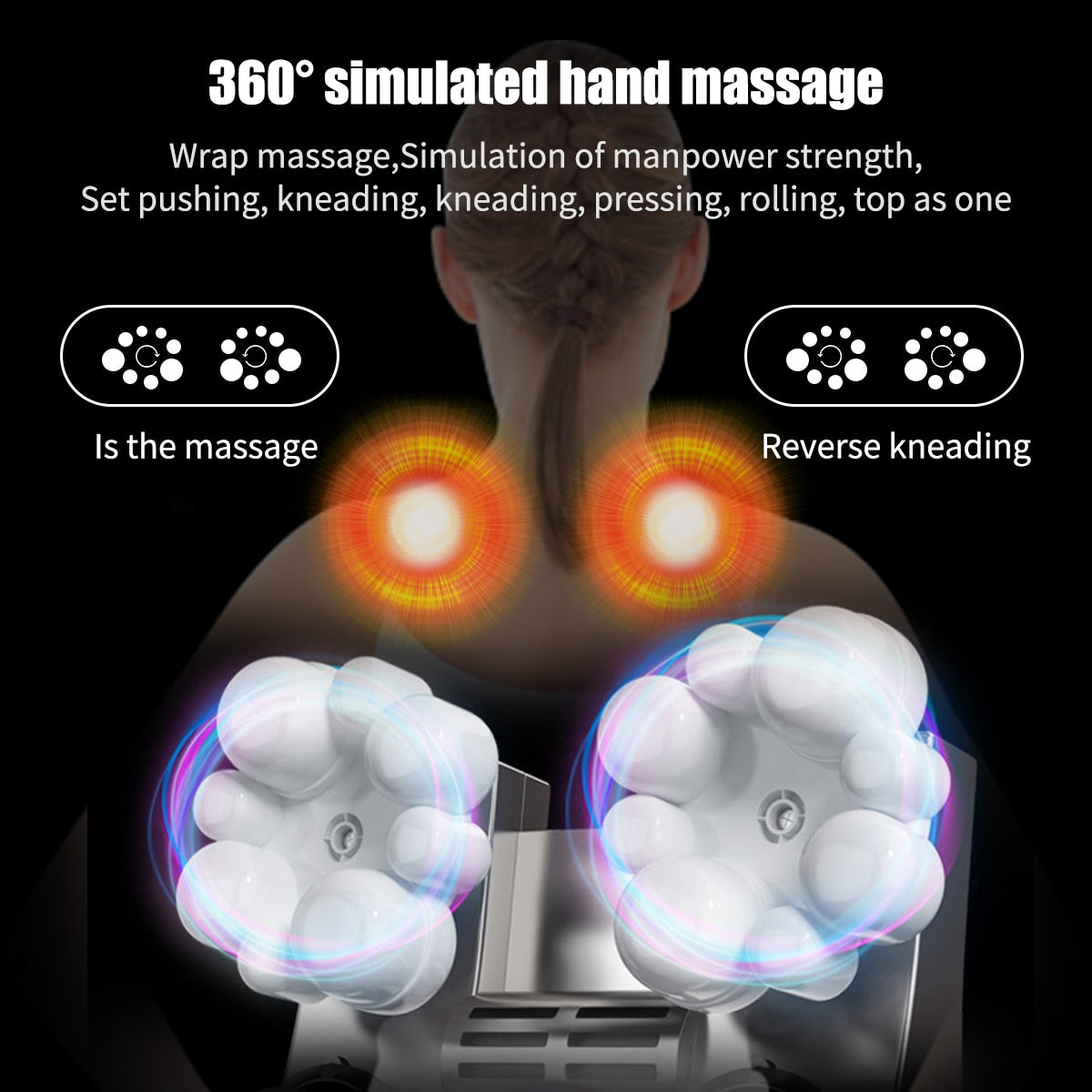 3D kneading Shiatsu Cervical Back Neck Massager Shawl Electric Roller Heat