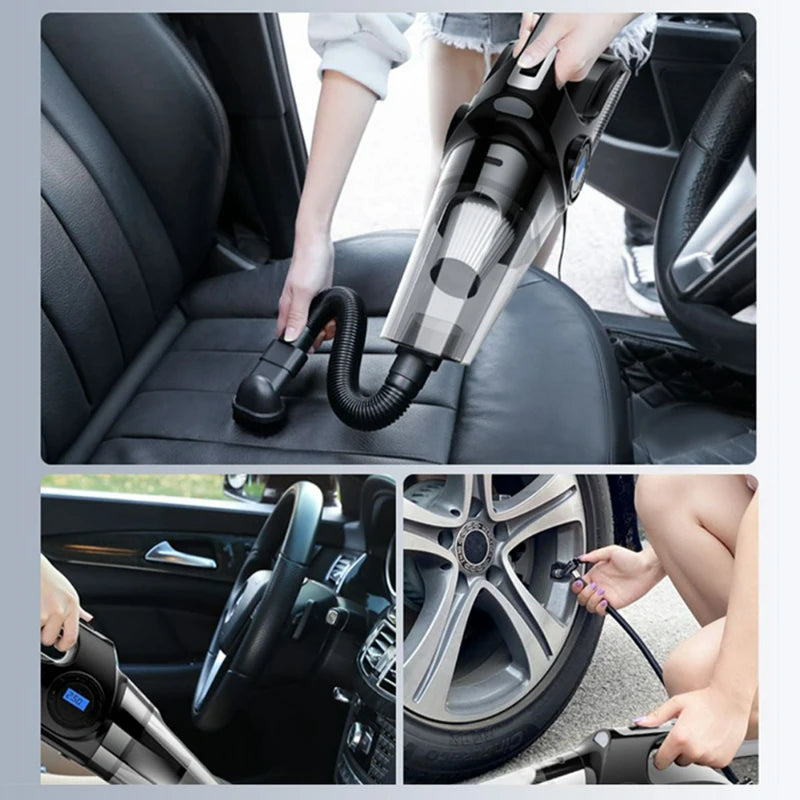 6000PA Portable Handheld Car Vacuum Cleaner 120W  Air Pump Auto Tire Pressure Detection Powerful Inflatable Pump Air Compressor