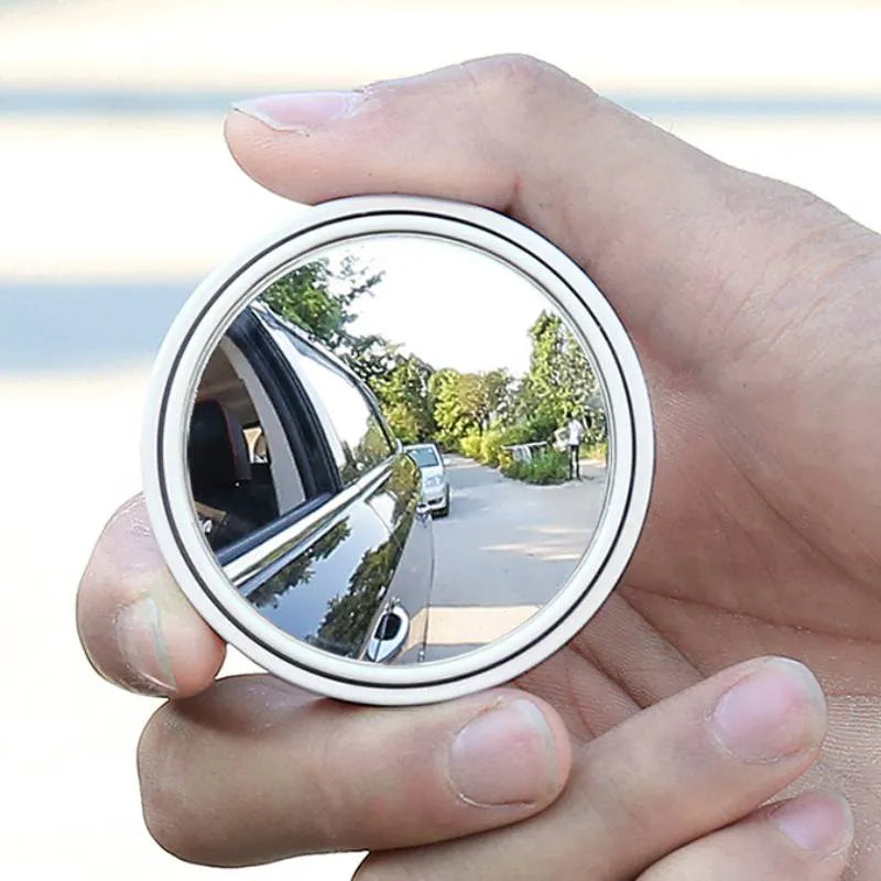 2Pcs Round Frame Convex Blind Spot Mirror Safety Driving Wide-angle 360 Degree Adjustable Clear Rearview Mirror Car Accessories