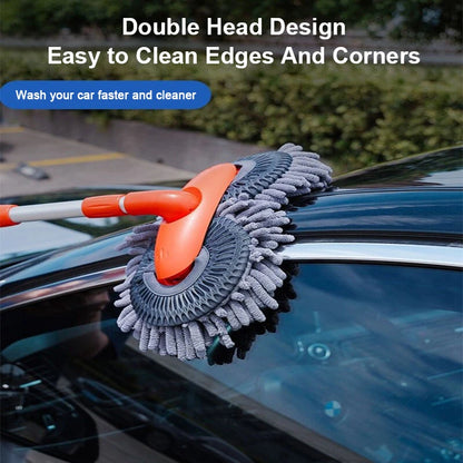 Brosse de nettoyage de voiture, Double tête de brosse rotative, vadrouille télescopique à trois sections, nettoyage de vitres de toit, accessoires automobiles