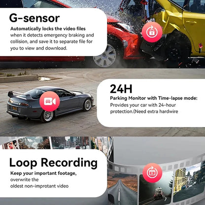 Dash Cam for Cars WIFI APP Car DVR 3 Channel Front Camera Video Recorder Rear View Camera for Vehicle Black Box Car Assecories