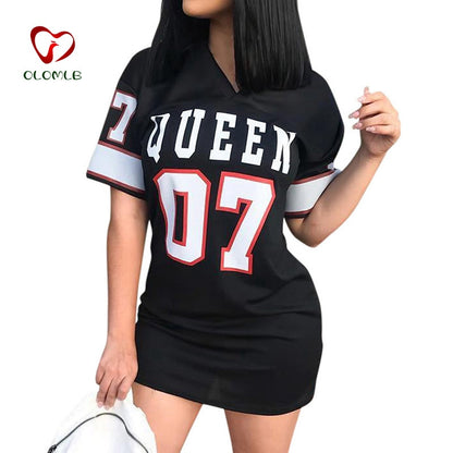T Shirt Dress Women Short Dress Hip Hop Queen Printed Long T Shirt