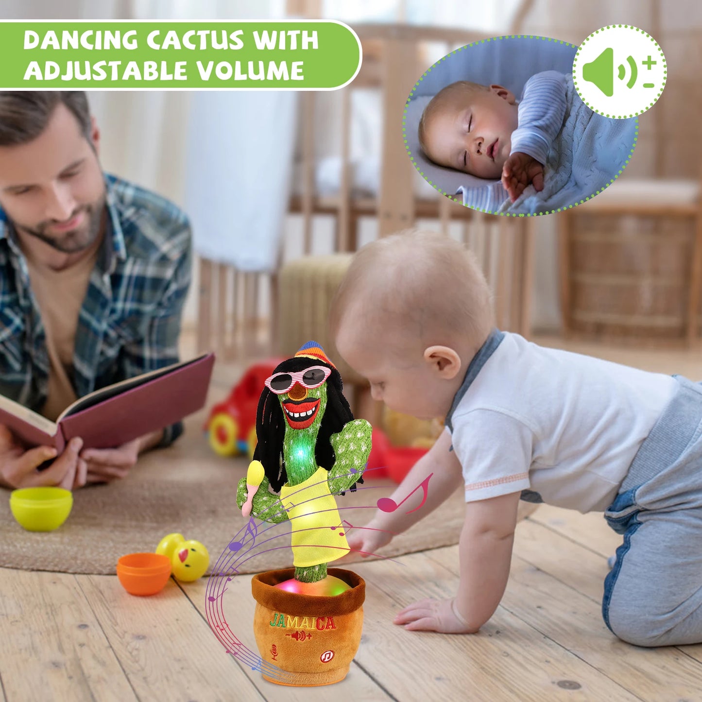 Jouets pour bébé Cactus dansant, Cactus parlant pour enfants répétant ce que vous dites, jouets d'imitation, jouets musicaux lumineux, éducatifs pour enfants 