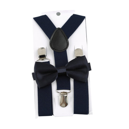 Children Belt Bowtie Set Baby Boys Girls Suspenders Clip-on Y-Back Braces Bow Tie Elastic Kids Adjustable