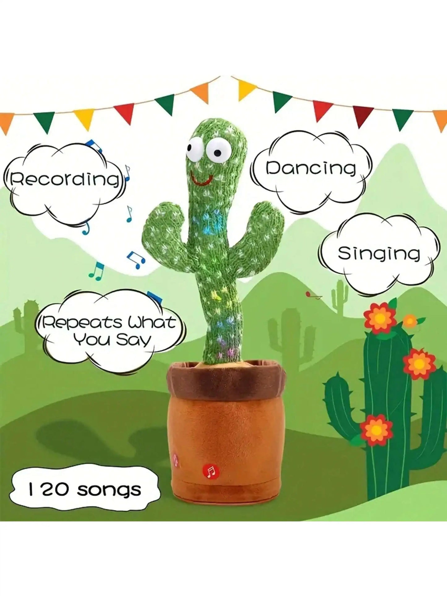 Jouets de cactus parlant dansant pour bébés garçons et filles, chant imitant l'enregistrement répétant ce que vous dites Cactus ensoleillé