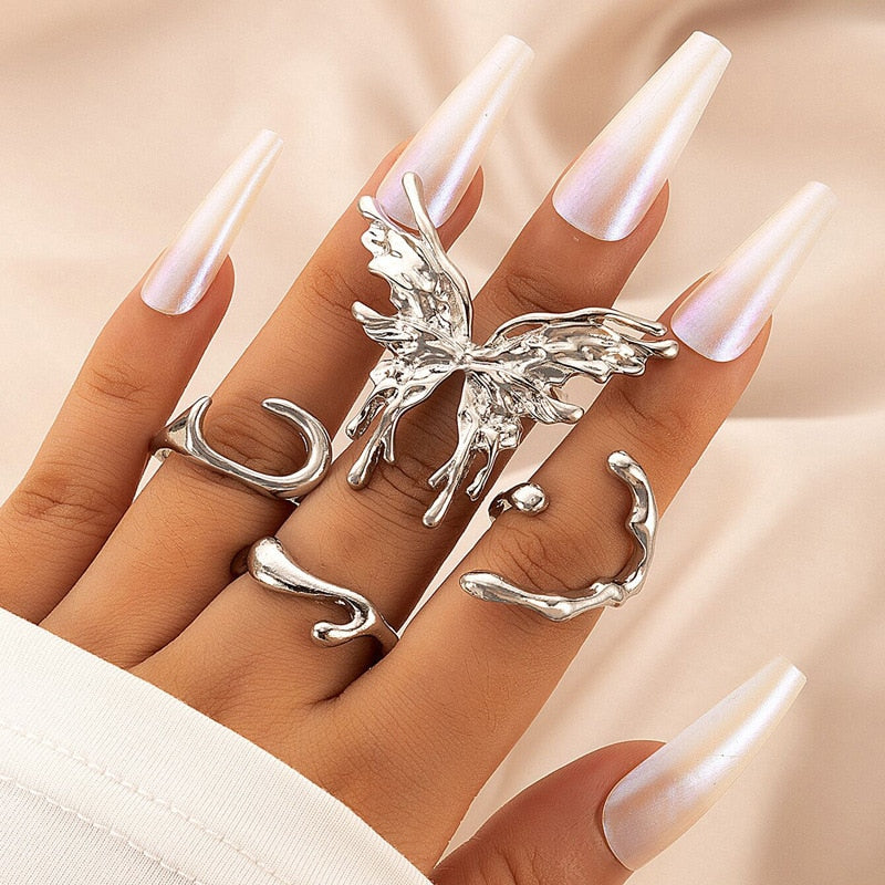 Anneau de doigt de papillon bijoux d'anneau de doigt d'articulation en métal