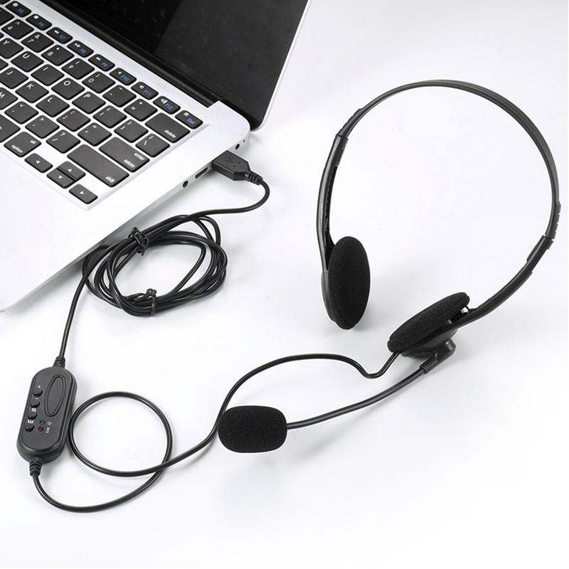 3.5mm Noise Cancelling Wired Headphones With Microphone Universal USB Headset With Microphone For PC /Laptop/Computer