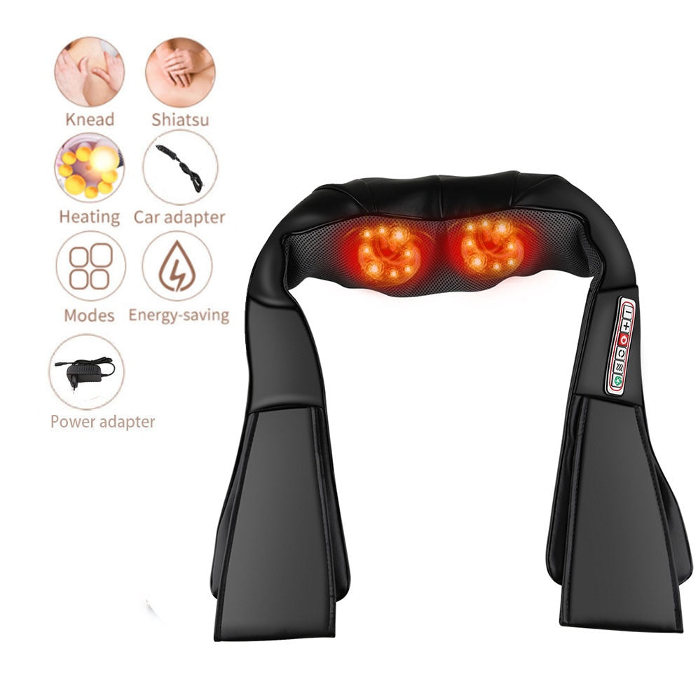 Pétrissage 3D Shiatsu Cervical Back Neck Massager Shawl Electric Roller Heat