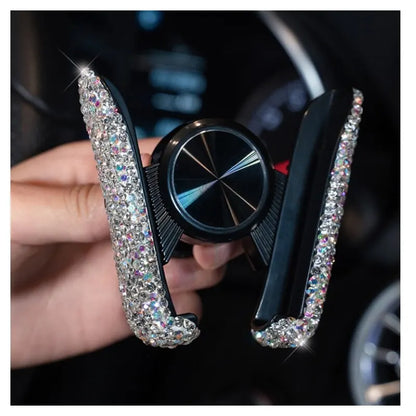 1 support de téléphone de voiture en cristal : support de téléphone universel réglable à 360 ° pour femmes et filles – Cadeau parfait pour votre voiture !
