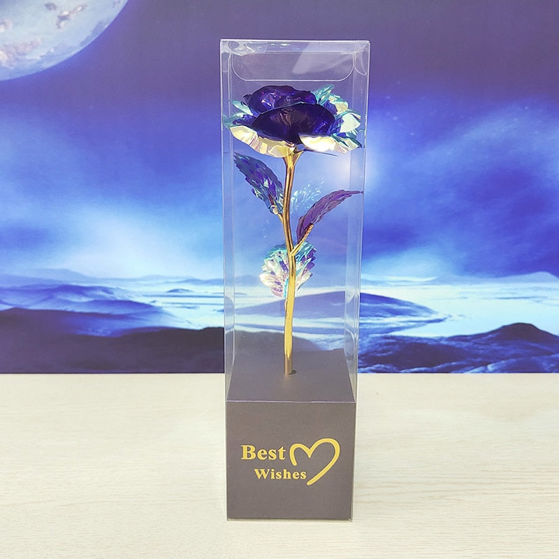 Cadeau de Saint-Valentin pour petite amie Rose éternelle LED Fleur en aluminium avec couvercle en verre Fête des mères Faveurs de mariage Cadeau de demoiselle d'honneur 