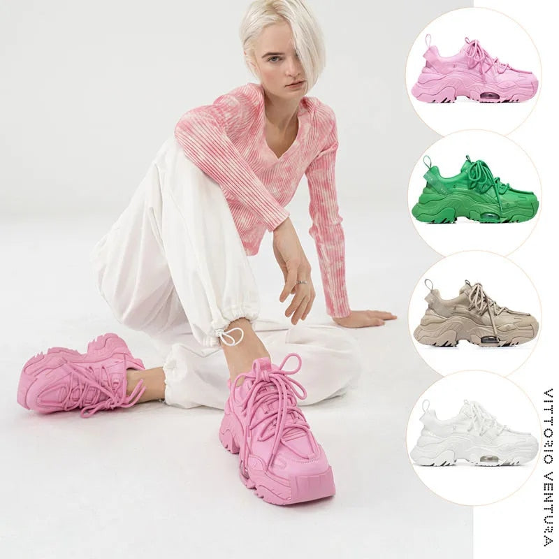 Women Lovely Pink Chunky Sneakers