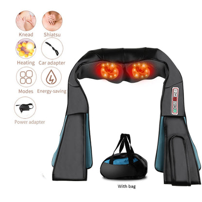 Pétrissage 3D Shiatsu Cervical Back Neck Massager Shawl Electric Roller Heat