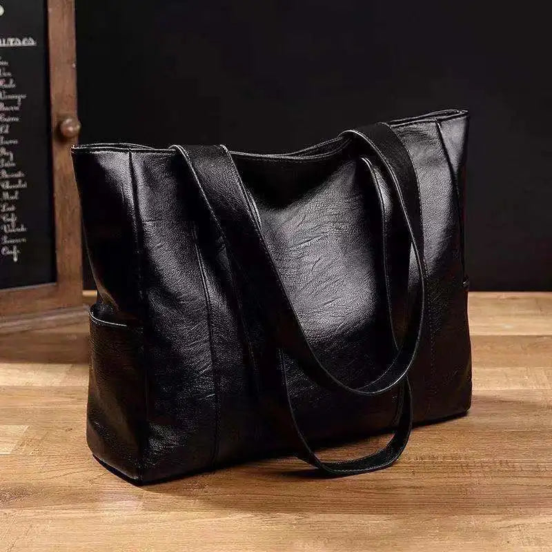 Women Casual  Soft Leather Large Capacity Tote Single Shoulder Handbag