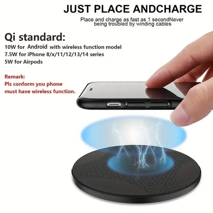10W Wireless Charger Pad Stand Desktop Ultra-thin Mobile Phone Fast Charging Dock Station For iPhone  Samsung Xiaomi