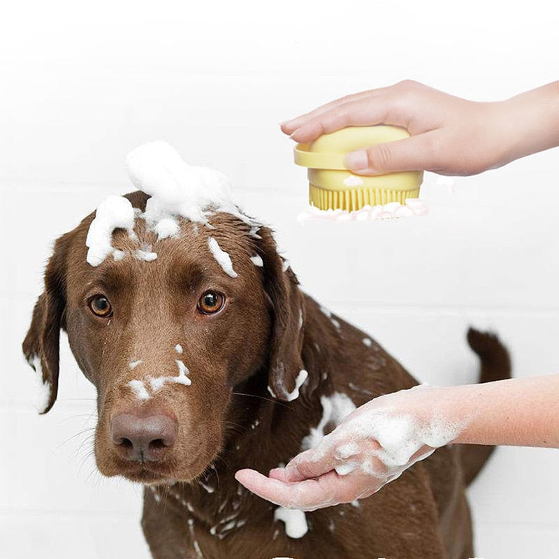Puppy Big Dog Cat Bath Massage Gloves Brush Soft Safety Silicone