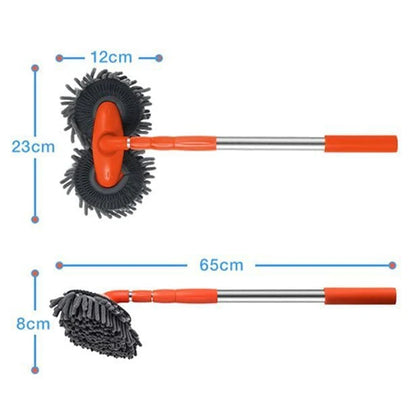 Car Cleaning Brush Double Brush Head Rotating Car Wash Mop Three-Section Telescopic Mop Roof Window Cleaning Auto Accessories