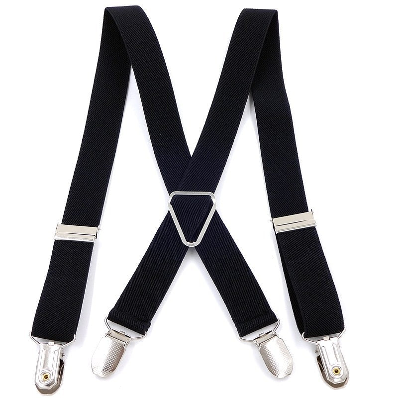 4 Strong Clips Suspender Heavy Duty X Back Trousers Braces