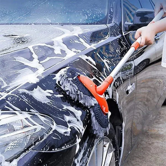 Car Cleaning Brush Double Brush Head Rotating Car Wash Mop Three-Section Telescopic Mop Roof Window Cleaning Auto Accessories