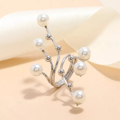 1PC Neue Elegante Übertreibung Doppel Schicht Große Perle Ringe Für Frauen Mode Zubehör Party Heißer Schmuck 
