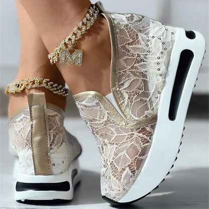 Floral Embroidery Mesh Sneakers for Women