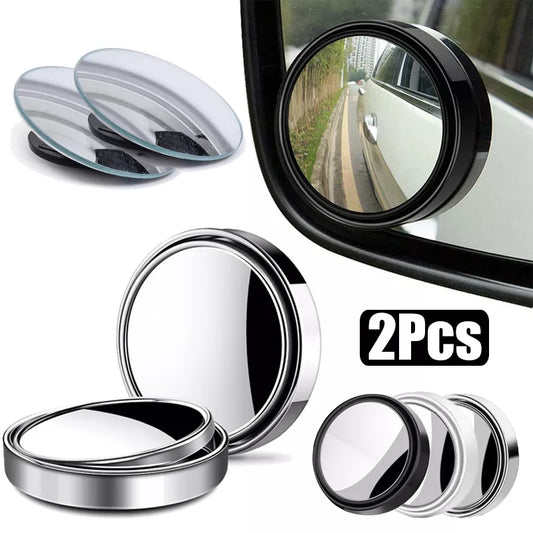 2Pcs Runde Rahmen Konvexen Blinden Winkel Spiegel Sicherheit Fahren Weitwinkel 360 Grad Einstellbar Klar Rückspiegel Auto zubehör 