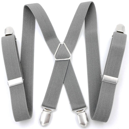 4 Strong Clips Suspender Heavy Duty X Back Trousers Braces