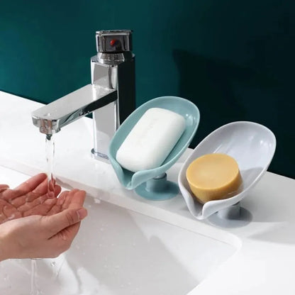 Porte-savon en forme de feuille, 2 pièces, boîte à savon, plateau à ventouse, support de séchage pour douche, conteneur d'éponge, accessoires de cuisine et de salle de bains 