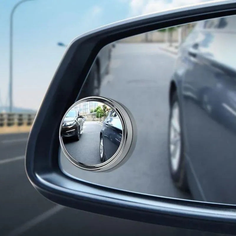 2Pcs Round Frame Convex Blind Spot Mirror Safety Driving Wide-angle 360 Degree Adjustable Clear Rearview Mirror Car Accessories