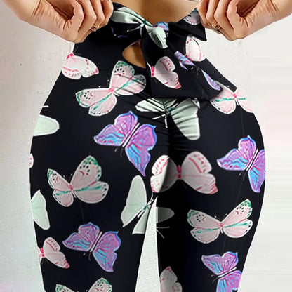 Women's Sexy Bowknot Leggings Butterfly Printed