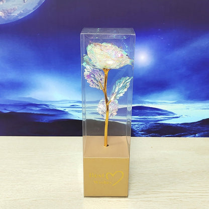 Cadeau de Saint-Valentin pour petite amie Rose éternelle LED Fleur en aluminium avec couvercle en verre Fête des mères Faveurs de mariage Cadeau de demoiselle d'honneur 