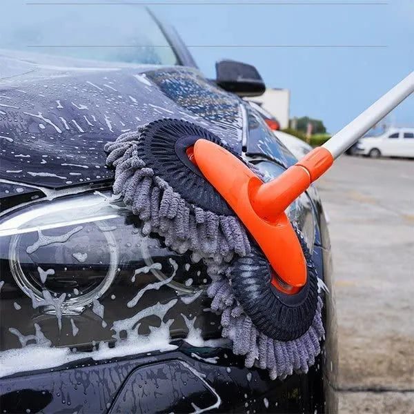 Auto Reinigungsbürste Doppelbürstenkopf Rotierender Autowaschmopp Dreiteiliger Teleskopmopp Dachfensterreinigung Autozubehör