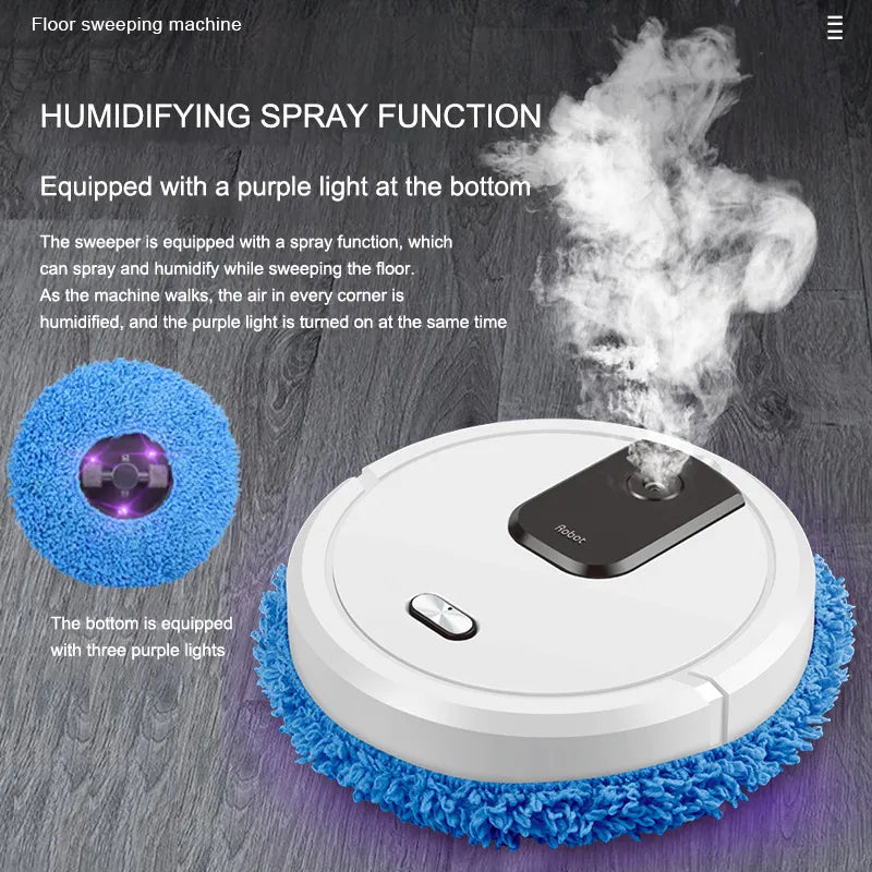 Smart Sweeping and Mop Robot Vacuum Cleaner Dry and Wet Mopping Rechargeable Robot Home Appliance with Humidifying Spray