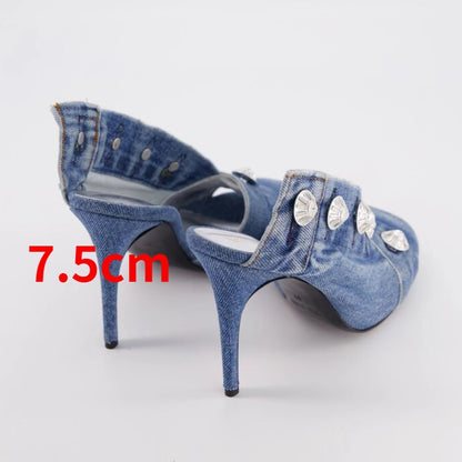 Design Fashion Denim High Heel Sandals Popular Charming
