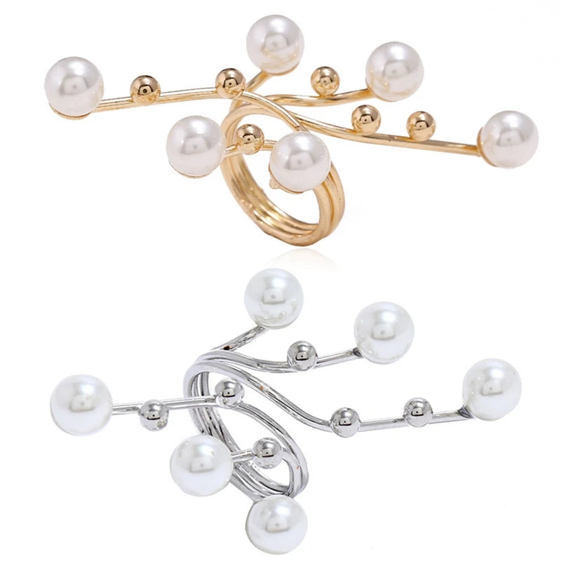 Grandes bagues en perles pour femmes, 1 pièce, élégantes, exagérées, Double couche, accessoires de mode, bijoux de fête tendance 