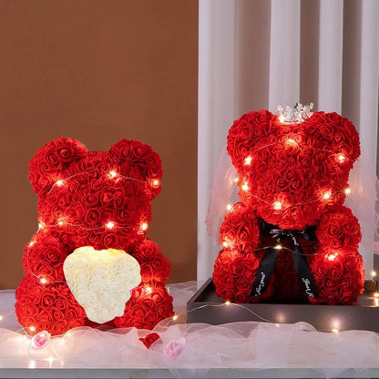 Rose Bear With Box Light Mom Girlfriend Anniversary  Birthday Valentine's Day Gift