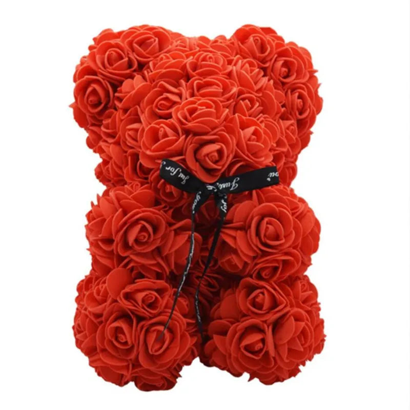 Artificial Flowers 25cm Rose Bear Girlfriend Anniversary Christmas Valentine's Day Gift Birthday Present For Wedding Party