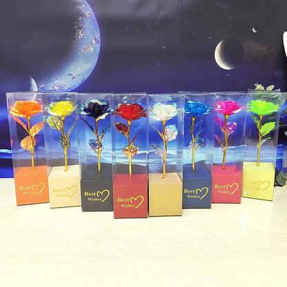 Valentinstagsgeschenk für Freundin, ewige Rose, LED-Lichtfolienblume in Glasabdeckung, Muttertag, Hochzeitsgeschenke, Brautjungferngeschenk 