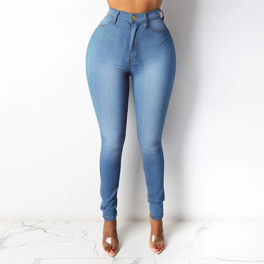 Women's Skinny Fit Denim Jeans with Zipper Fly Pockets Streetwear Fashion for A Stylish Look Denim