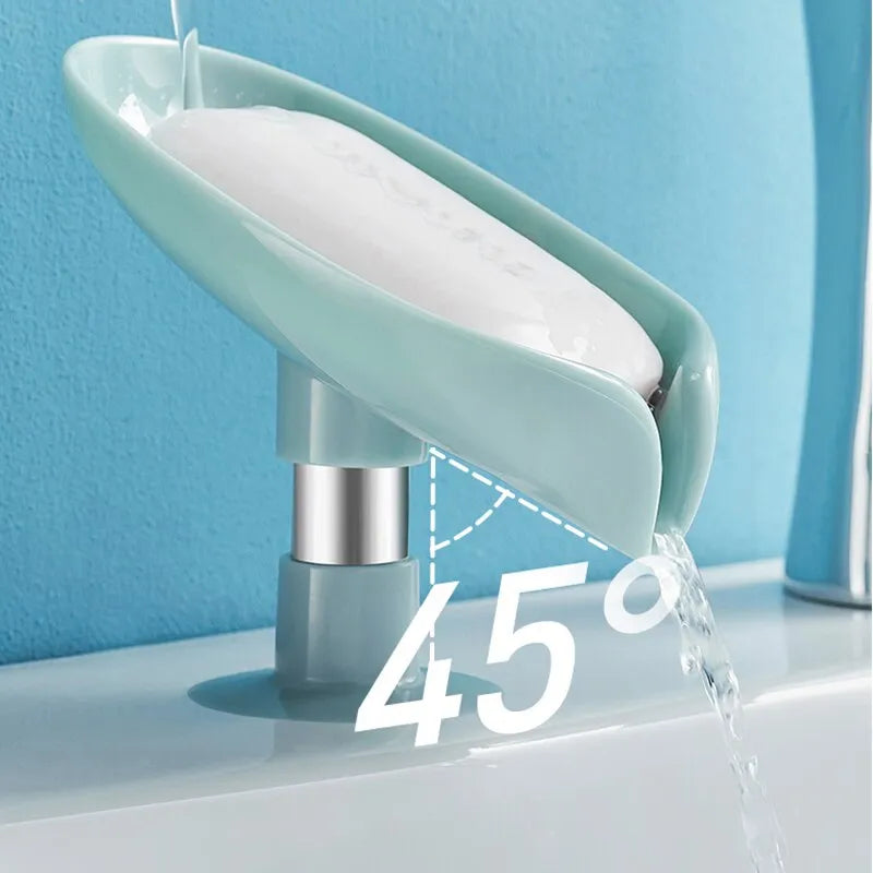 2pcs Drain Soap Holder Leaf Shape Soap Box Suction Cup Tray Drying Rack for Shower Sponge Container Kitchen Bathroom Accessories
