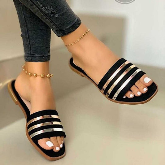 Comfortable Slippers Summer Lazy Outdoor Sexy Anklet Golden Wedge Sandals