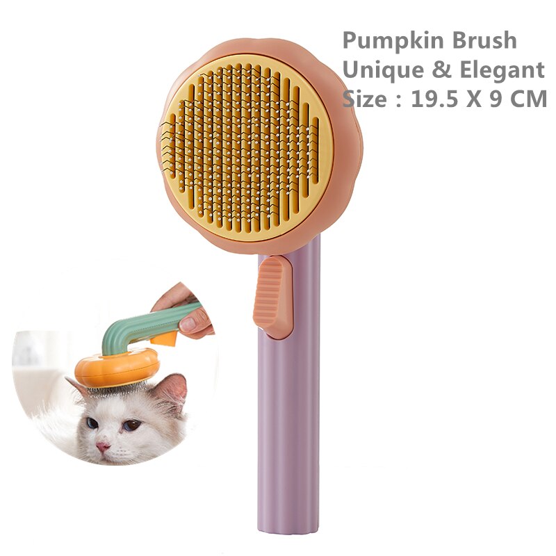 Pumpkin Pet Brush, Self-Cleaning