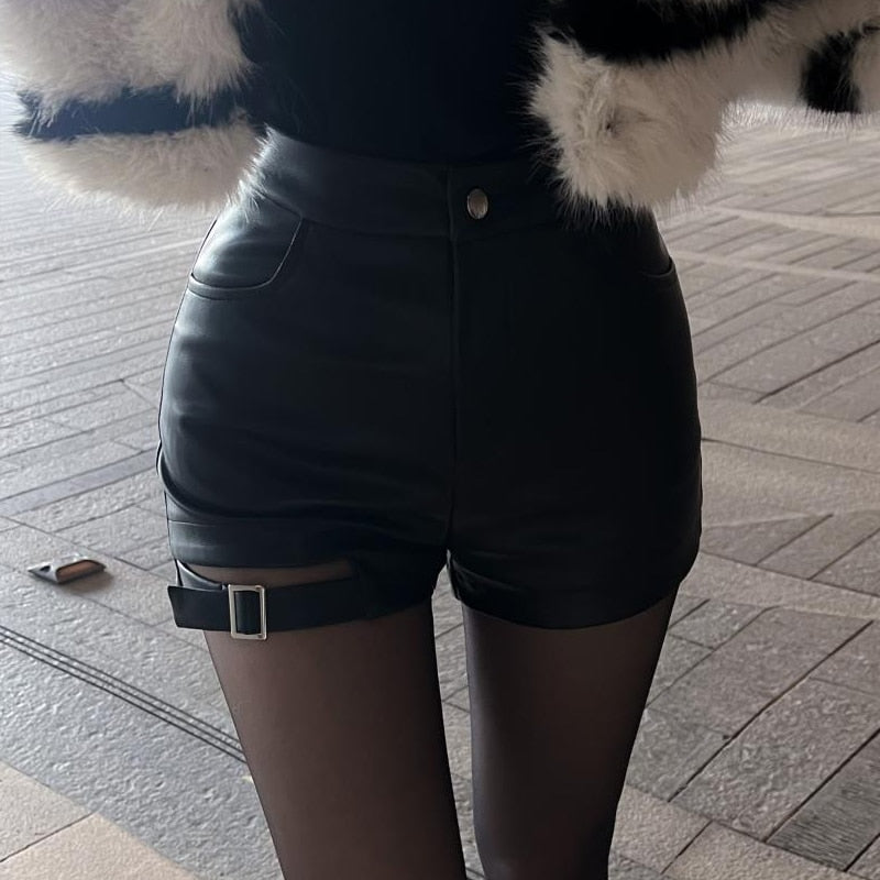 Sexy Pu Leather Shorts Women's Tight