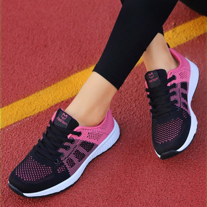 Women Casual Shoes Breathable Walking Mes Feminino Pink Black White