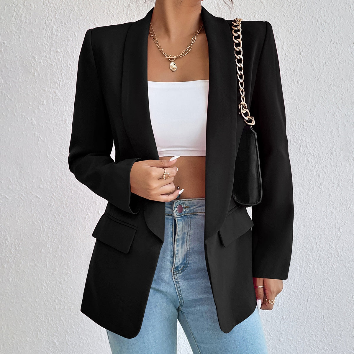 Elegant Jacket Oversize Long Sleeve Blazers