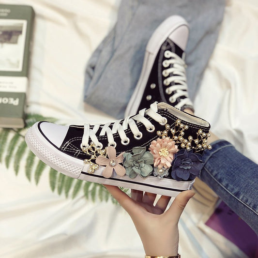 High Top Women Sneakers Wedges Canvas Shoes Fashion