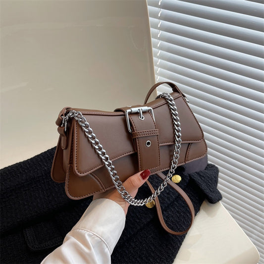 Einfarbig Frauen Kette Schulter Seite Tasche Kleine PU Leder Handtasche Und Brieftasche Vintage Luxus Marke Dame Flap Umhängetasche 